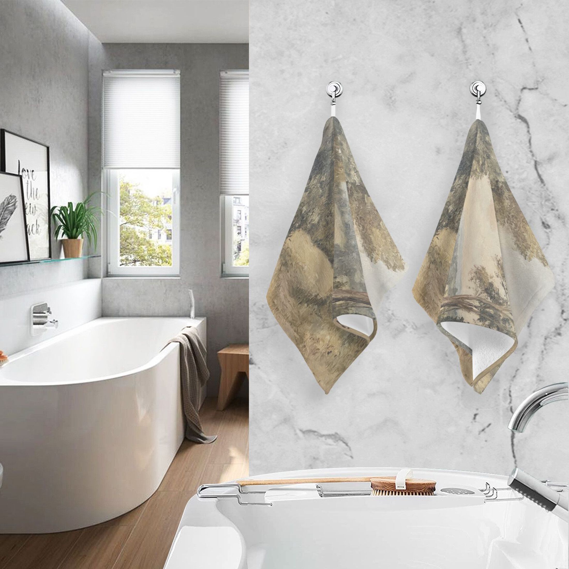 Cotton Towel Two-Piece 16x28 Inch One Sizex2 Face Towel Set Towel Set Cotton Hand Bath Towel Bathroom Beach The Beautiful Grey Forest