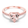 thumbnail image 2 of Gem Stone King 2.10 Ct Heart Shape Peach Nano Morganite 18K Rose Gold Plated Silver Ring, 2 of 5