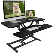 FitStand Home Office Height Adjustable Standing Desk Converter Black 35 U-Shape with Keyboard Tray