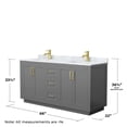 thumbnail image 5 of Wyndham Collection Miranda 66" Metal & Wood Double Bathroom Vanity in Gray/Gold, 5 of 6