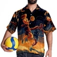 thumbnail image 4 of Basketball Men's Casual Poplin Printed Button Down Short Sleeve Summer Beach Shirts - Unisex, 4 of 6