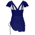 thumbnail image 7 of Efsteb Swimsuits for Women 2025 Women's Swimsuits Swim Dress Ruffle Short Sleeve V Neck Bathing Suit Mesh Patchwork Swimwear (Blue,L), 7 of 7