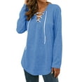 thumbnail image 5 of Nlife Women Long Sleeve Top Criss Cross V Neck Solid Blouse Tunic Top Basic Pullover, 5 of 11