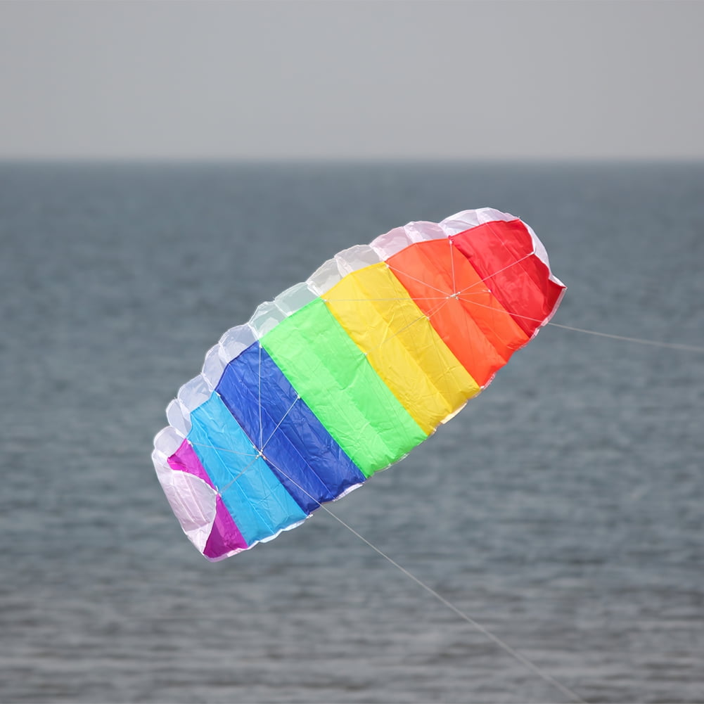 Kepooman Dual-line Plaid Cloth Stunt Kite Outdoor Sport Kite for Surfing Seaside Beach Toy, 51 Inch, Rainbow Kepooman Dual-line Plaid Cloth Stunt Kite Outdoor Sport Kite for Surfing Seaside Beach Toy, 51 Inch, Rainbow