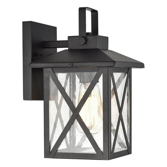 RADIANCE goods Transitional 1 Light Textured Black Outdoor Wall Sconce 11" Height