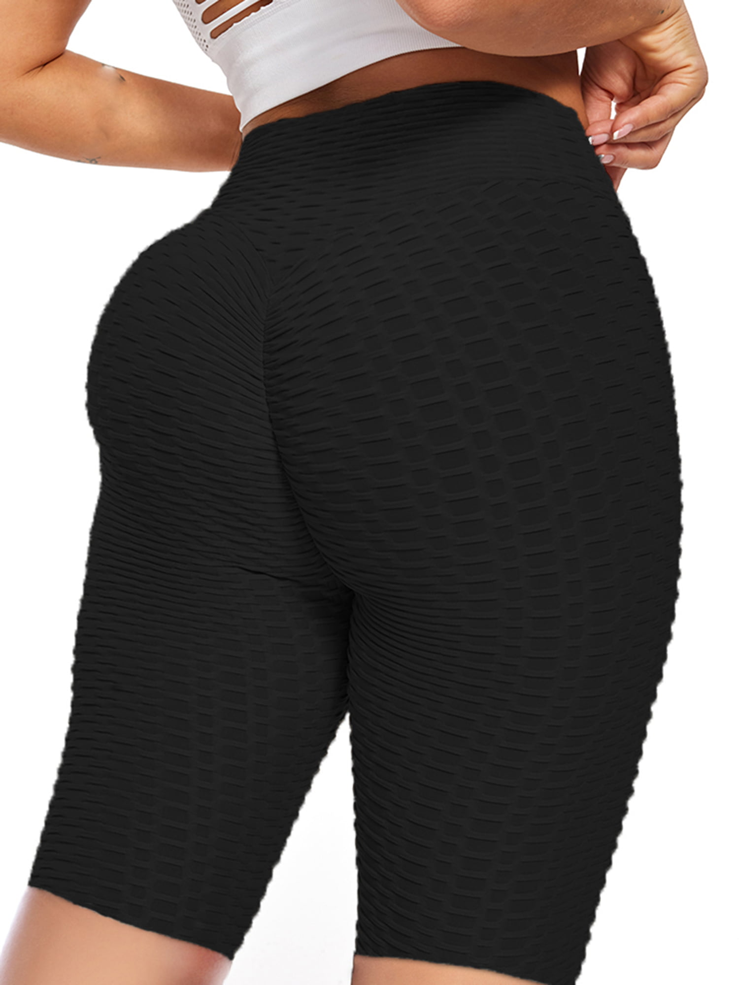 POTO TIK Tok Shorts for Women High Waisted Yoga Shorts Workout Bruched Butt Lifting Textured Shorts Summer Sport Shorts 