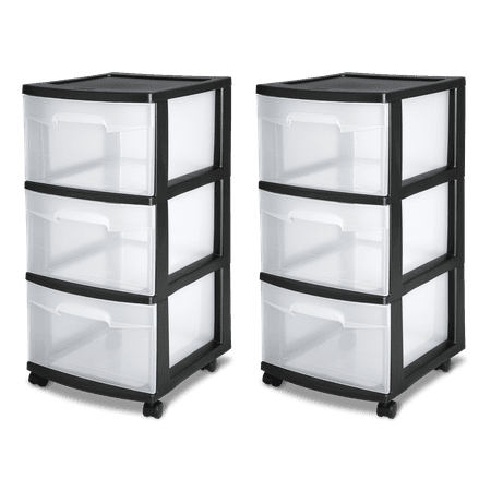 Sterilite 3 Drawer Cart Black Walmart Com