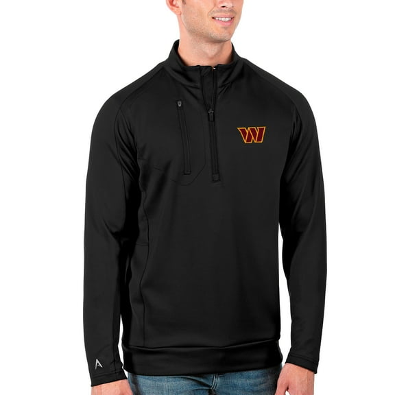 Men's Antigua Black Washington Commanders Generation Quarter-Zip Pullover Top