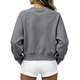 thumbnail image 4 of Women Cropped Sweatshirts Crew Neck Sweatshirt Raglan Long Sleeve Pullover Rib Cuff Side Pocket Fall Tops, 3XL, 4 of 4