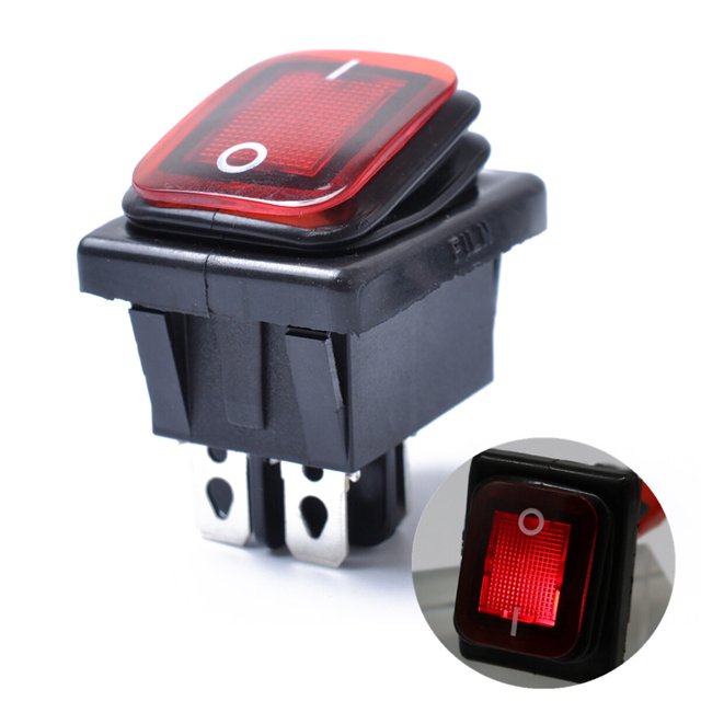 Miangastore Rocker Toggle Switch On-Off-On 4 12V DC Car Boat Automobiles Waterproof LED Latching Switches (Red Light)