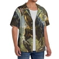thumbnail image 2 of Pofeuu Ferocious Dinosaur Print Mens Casual Short Sleeve Shirts Beach Summer Spread Collar Pocket Tops Men's Casual Short-sleeved Shirt-4X-Large, 2 of 5