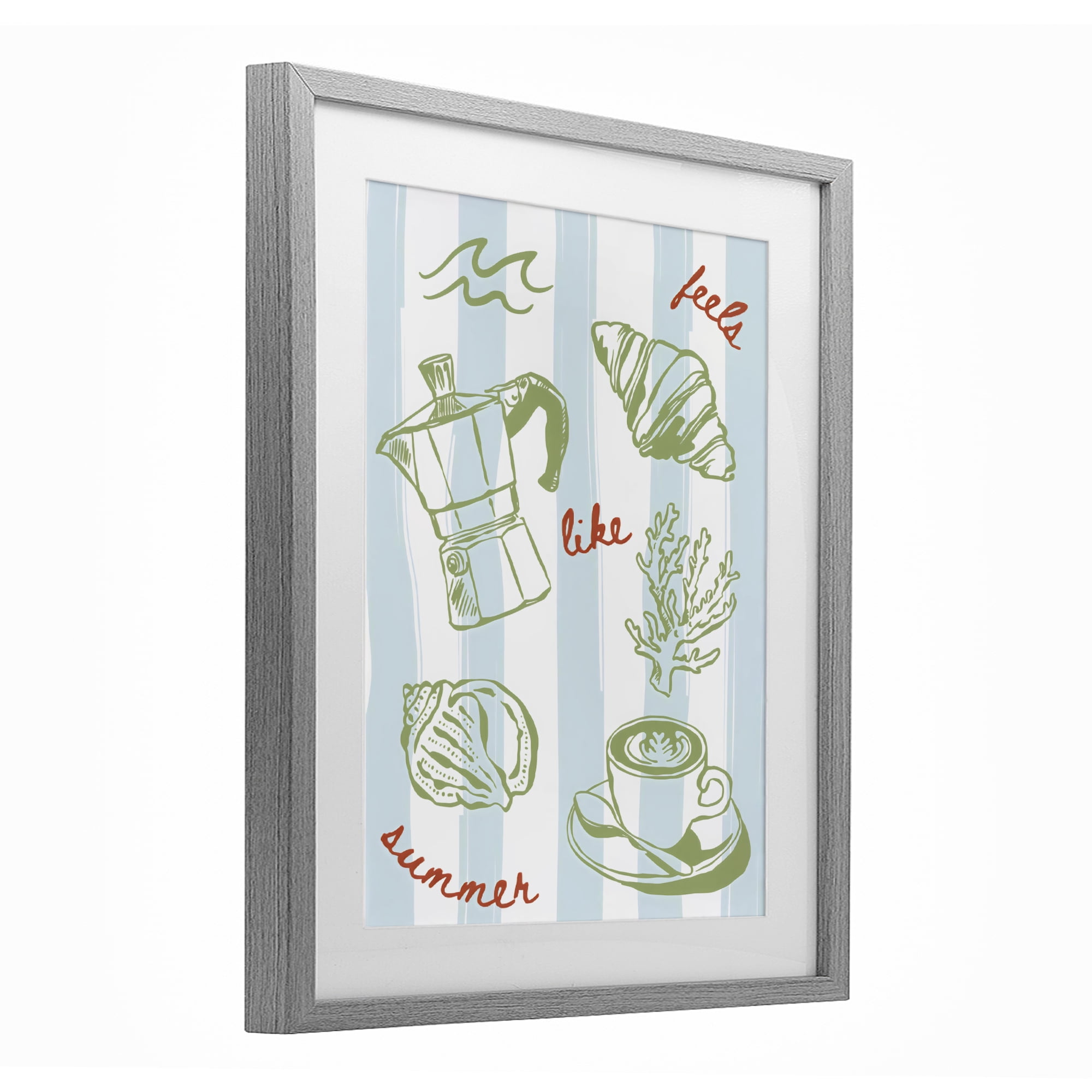 Stupell Industries Feels Like Summer on Stripes Gray Framed Print Under Glass, design by The Prints Vibe