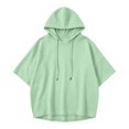 thumbnail image 4 of Xdegoge Womens Short Sleeve Hoodies Casual Loose Fit Lightweight Drawstring Sweatshirts Comfy Basic Tunic Fall Summer Pullover Tops, 4 of 6