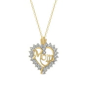 Brilliance Fine Jewelry Diamond Accent 18kt Gold-Plated Sterling Silver "Mom" Pendant
