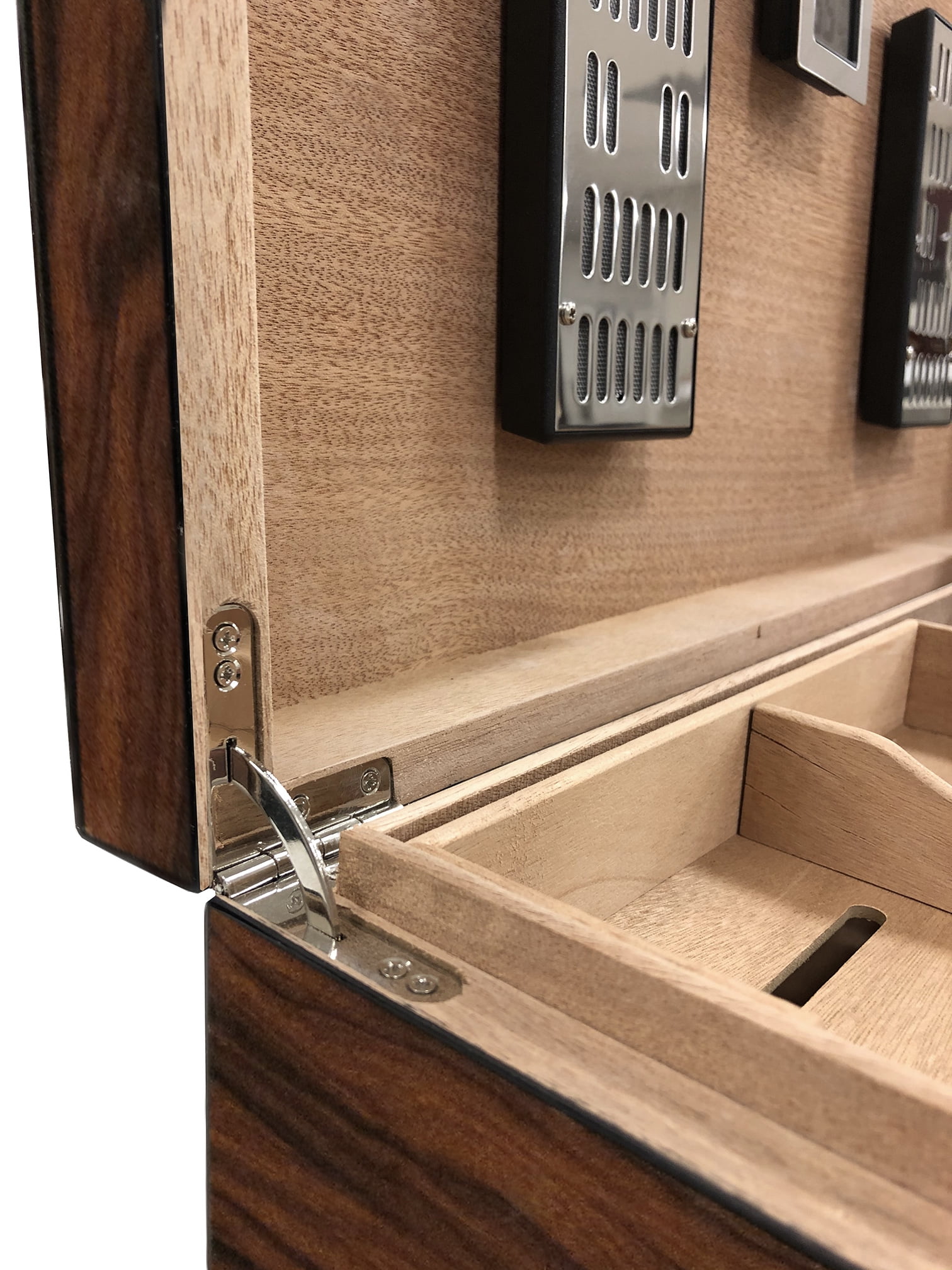 Salvador Dual Tray Desktop Cigar Humidor - High Gloss Brazilian Rosewood Finish - Capacity: 250
