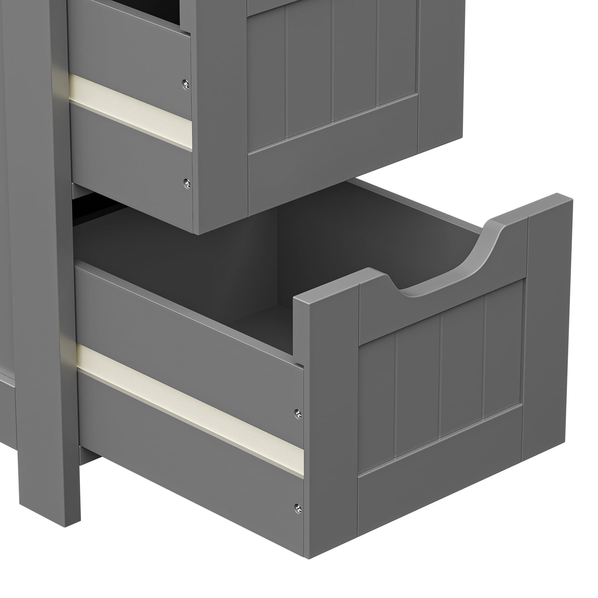SuperDeal 4-Drawer Bathroom Storage Cabinet – Freestanding Wood Organizer Waterproof Small Side Cabinet for Home Living Room, Gray
