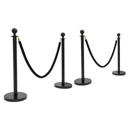 4 PCS Black Stanchion Posts,Crowd Control Barriers,Stanchion Post with Ball Top