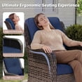 thumbnail image 6 of MeetLeisure 3 Piece Wicker Patio Furniture Set with Side Table, Outdoor Swivel Rocker Chairs with High Back, Deep Seating, Wide Armrest, Thick Cushions for Deck Porch, Dark Blue, 6 of 11