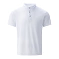 thumbnail image 2 of pstuiky camisetas para hombre, Blusa/camisa informal de cuello redondo y botones de color liso para hombre, de moda de verano ropa de hombre xxl, 2 of 7
