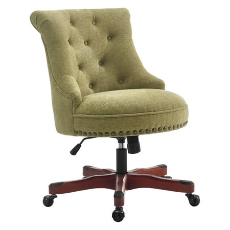 Sinclair Office Chair Dark Walnut Wood Base Green - Linon