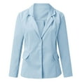thumbnail image 3 of Yindaity Women's Plus Size Casual Solid Long Blazers Open Front Long Sleeve Lapel Pocket Work Office Blazer Jackets Business Blazer Oversized Cardigan Overcoat Suit (Blue,3XL), 3 of 5