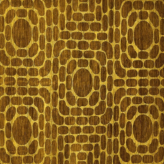 Ahgly Company Indoor Square Abstract Yellow Modern Area Rugs, 8' Square