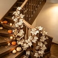 thumbnail image 6 of Beige Fall Maple Leaves Garland, 5.7Ft Artificial Maple Leaf Autumn Garland Hanging Fall Vines Table Decorations Front Door Fall Decor Thanksgiving Decorations Decor Outside Indoor Decor 1Pc,Beige, 6 of 9