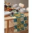 thumbnail image 3 of Spring Yellow Floral Burlap Cotton Table Runner 18x72 Inches Long, Butterfly Teal Plaid Vintage Country Farmhouse Table Runners, Outdoor Dining Tablecloths Decor for Baby Shower/Party/Wedding, 3 of 6