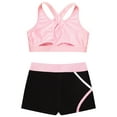 thumbnail image 4 of Manyakai Kids Girls Gymnastics Dance Workout 2 Piece Outfits Crop Top and Shorts Set Pink 14, 4 of 5
