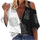 thumbnail image 1 of Camisa sexy de verano para mujer Blusa con hombros descubiertos Blusa con estampado de cremallera de media manga OAVQHLG3B Store  lin121212, 1 of 4