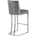 thumbnail image 3 of Heidi Grey Velvet Stool Set of 1-Color:Grey Velvet,Finish:Chrome,Style:Contemporary, 3 of 5