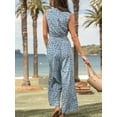 thumbnail image 3 of CUPSHE Women's Mock Neck Floral Print Sleeveless Straight Leg Maxi Jumpsuit, 3 of 6