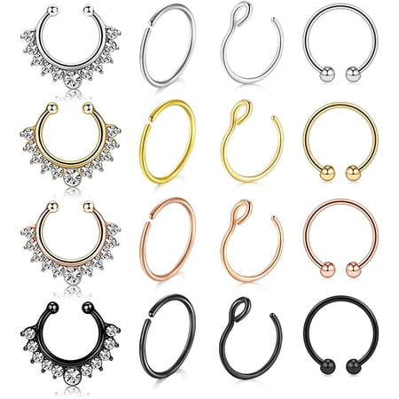 Briana Williams Fake Nose Rings, Fake Septum Fake Nose Ring, Fake Nose Rings Septum, Clip On Nose Ring, Faux Nose Ring, Fake Nose Piercings, Fake Lip Ear Nose Septum Rings, Fake Piercings