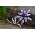 thumbnail image 2 of y Amethyst Purple Swarovski Crystal Elements Floral Daisy Flower Petals Brooch Pin, 2 of 5