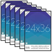 Studio Decor 24 x 36 Plastic Poster Frame Styleline - Includes Hanging Hardware, Horizontal or Vertical Display - Black, Bulk 6 Pack