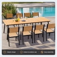 thumbnail image 2 of Crestlive Products 95" Patio Outdoor Dining Table for 8-10, Sturdy Aluminum Frame Wood-Grain Top with Umbrella Hole, Brown, 2 of 7