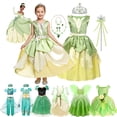 thumbnail image 2 of Disfraz de princesa de Disney para niñas, Tiana de Halloween, Jasmine, Tinkerbell, Frozen, Anna, regalo de cumpleaños Fivean unisex, 2 of 2