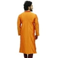 thumbnail image 5 of Atasi Men's Long Kurta Orange Dupion Ethnic Bollywood Style Shirt-Small, 5 of 7
