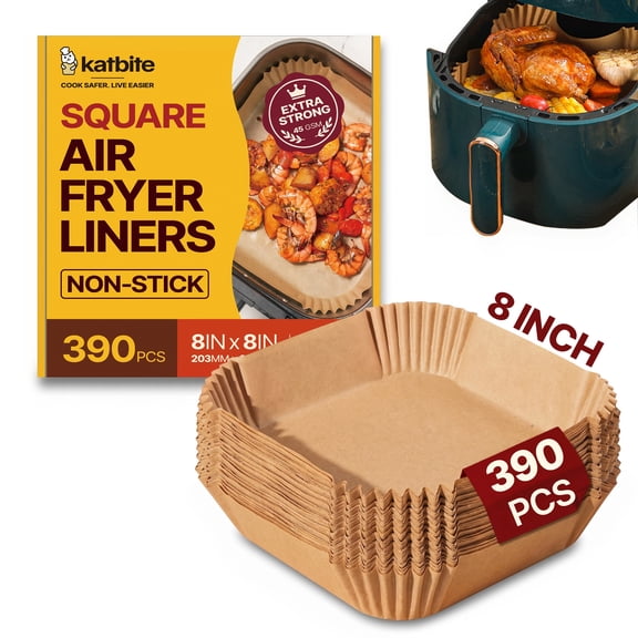 Katbite 8 inch 390pcs Air Fryer Liners, Non Stick Disposable Paper Liner Parchment Paper