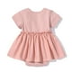 thumbnail image 3 of Odeerbi Bodysuit de Algodón Para Niñas En Verano Vestido de Color Sólido Mono Cuello Redondo Manga Corta Onesie, 3 of 4