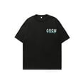thumbnail image 4 of Men's Loose Fit Street Style Graphic T-Shirt - "Strive for the Future" Print, Short Sleeve, Round Neck, Summer Casual Wear, Black with Blue & White Design, Cotton Blend, 4 of 5