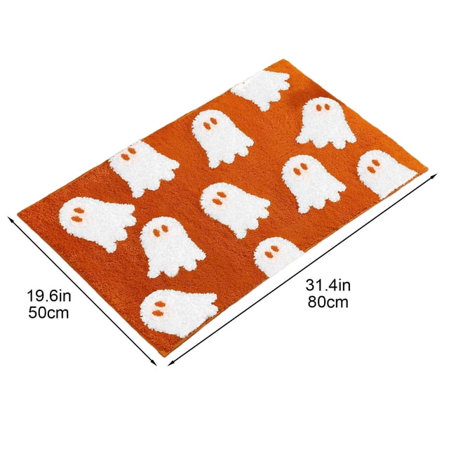 Alfombras de Entrada con Diseño de Fantasmas para Halloween (40X60 Cm) - Alfombras Decorativas para Baño y Aseo - Alfombras de Entrada para Recibidor | Material: Poliéster | Absorción de Agua | Lavab