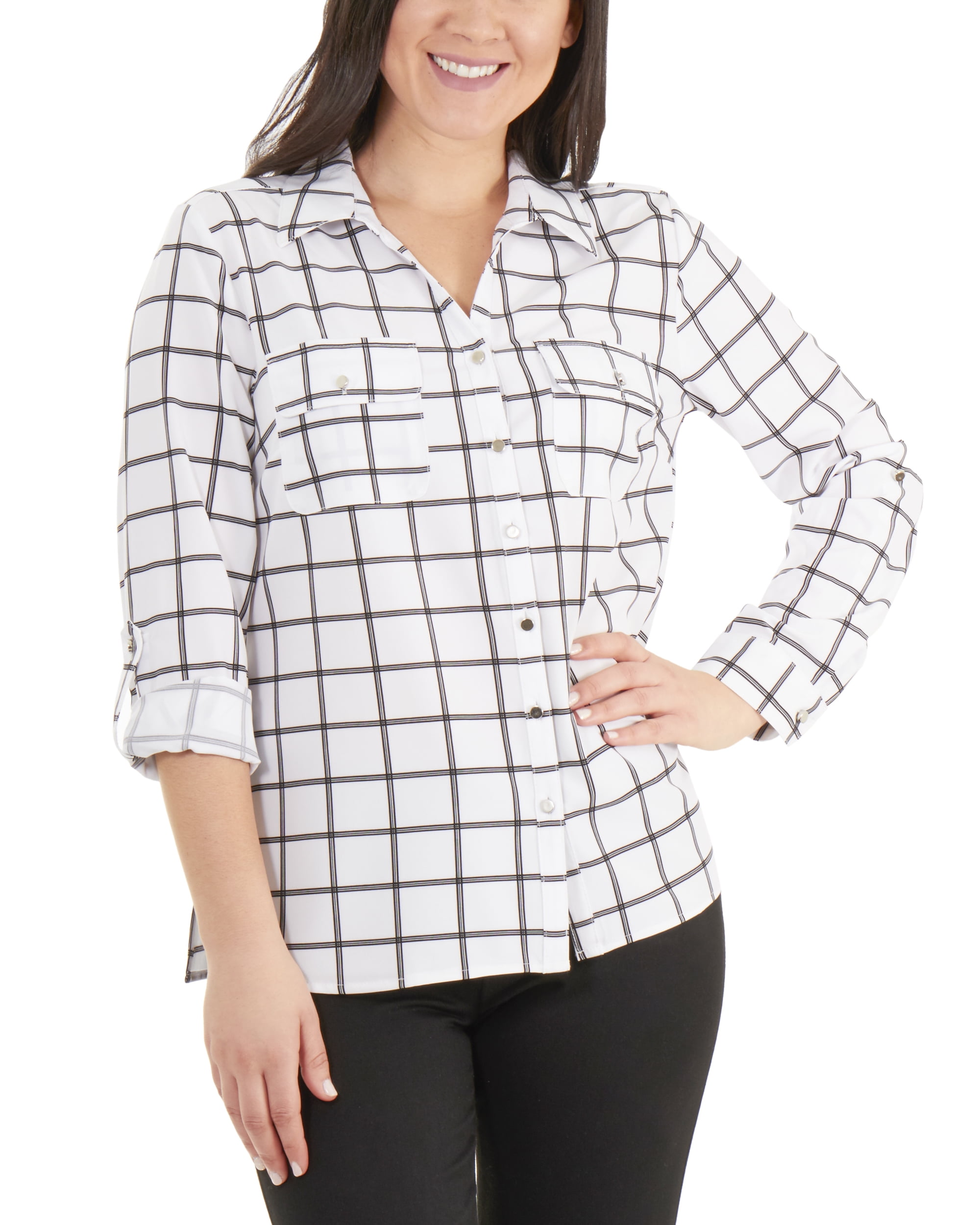 roll up sleeve with button tab