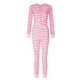 thumbnail image 4 of Pyjama Femme Combinaison Manches Longues Pyjama Imprimé Cœur Bouton Rayé, 4 of 9