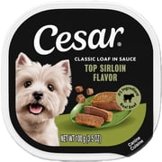 Cesar Classic Loaf in Sauce Wet Dog Food, Top Sirloin Flavor, 3.5 oz. Easy Peel Trays, 24 Count