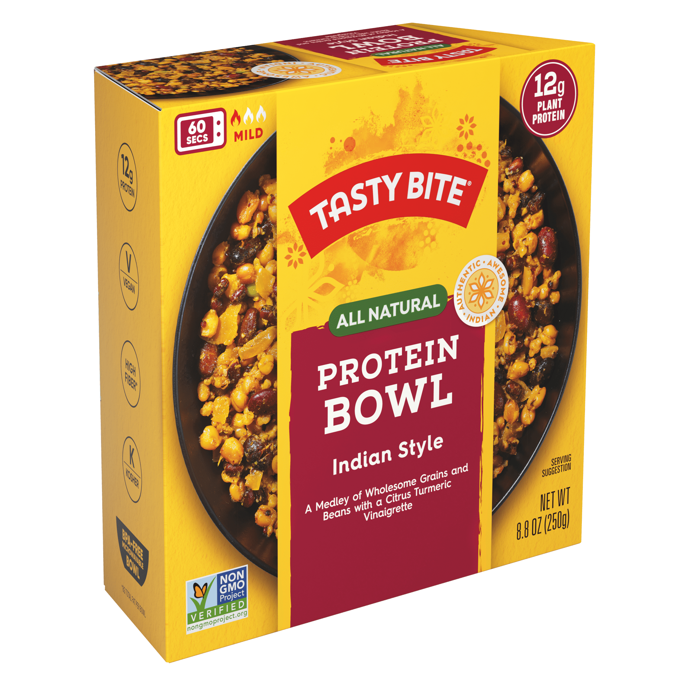 (4 pack) Tasty Bite All Natural Indian Plant Based Protein Bowl, 8.8 oz