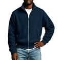 thumbnail image 7 of WIZUTIZ Men's Solid Color High Neck Zip Up Sweatshirt Long Sleeve Casual Pullover Top, 7 of 7