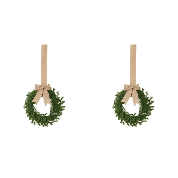 Artificial Farmhouse Wreath for Front Door,Kitchen Cabinet Wreath with Burlap Ribbon, Greenery Lavender Boxwood Wreath for Porch Wall Window Decor,Home Decoration for Farmhouse Style,Christmas Decor