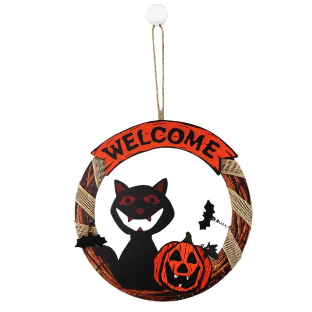 Bienvenida De Halloween Colgante De Puerta De Corona De Calabaza Para Decoración De Halloween Minnieouse HA043247-02