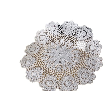 24-Piece Hand Crochet Doilies Set - 2-7 Inch Round Beige Cotton Lace Doilies For Crafts & Decor